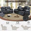 Ensemble de canapé de salon inclinable manuel en cuir 2 pièces avec table rabattable, console centrale et porte-gobelets-131643438