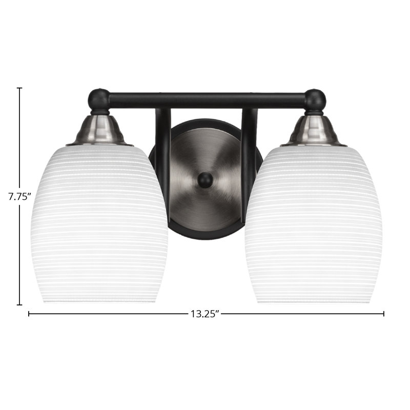 Michell 2-Light Bath Bar, Matte Black/Brushed Nickel, White