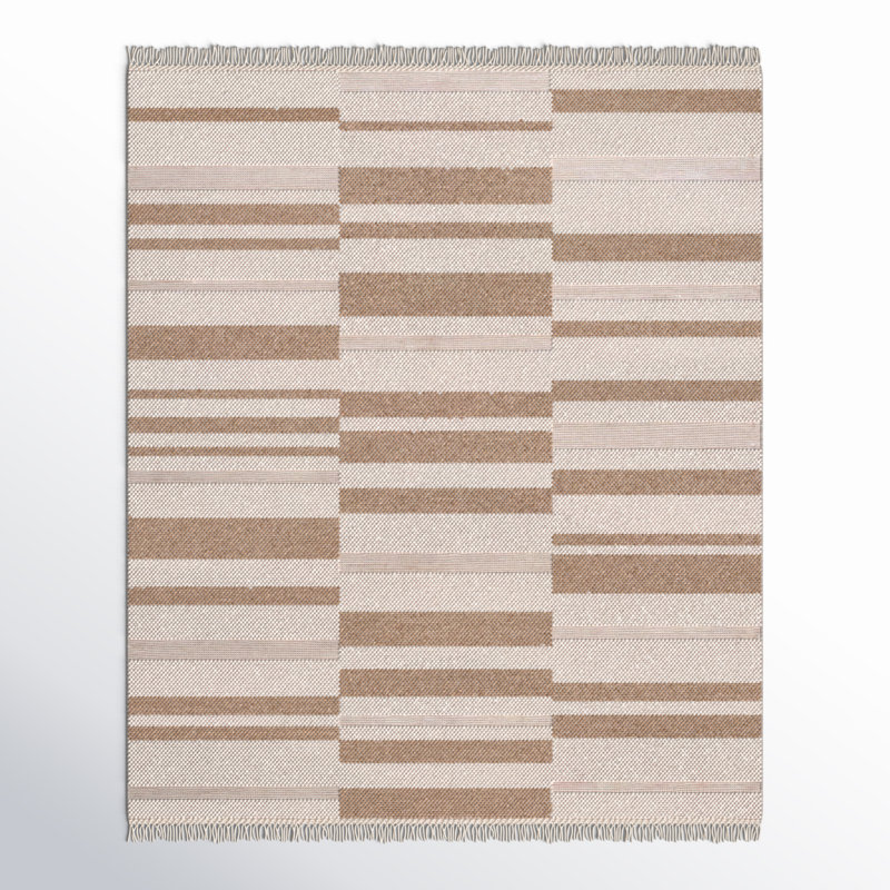 Charvik Machine Made Area Rug in Ivory/Light Brown, Rectangle 8' x 10'