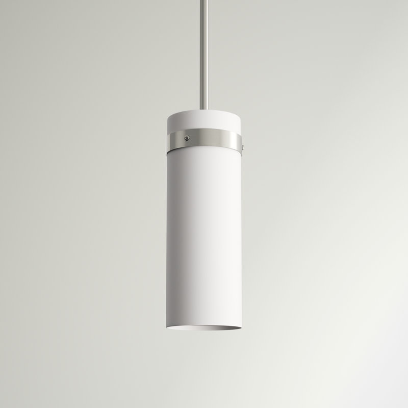 Luminaire suspendu cylindrique à 1 lumière Lafon, Nickel brossé