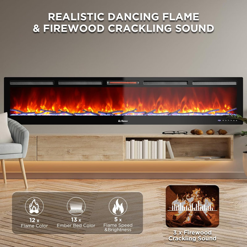 Howey Smart WiFi Infrared Electric Fireplace with Sound Crackling and Realistic Flame, 1500W Quartz Heater