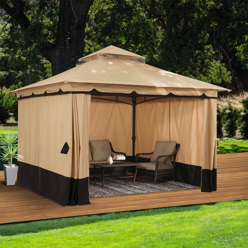 Steel Patio The Soft Roof Gazebos, Khaki, 10 Ft. W x 12 Ft. D
