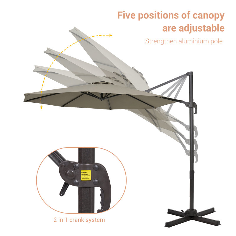 Parasol en porte-à-faux 120 po Dobromila, Taupe