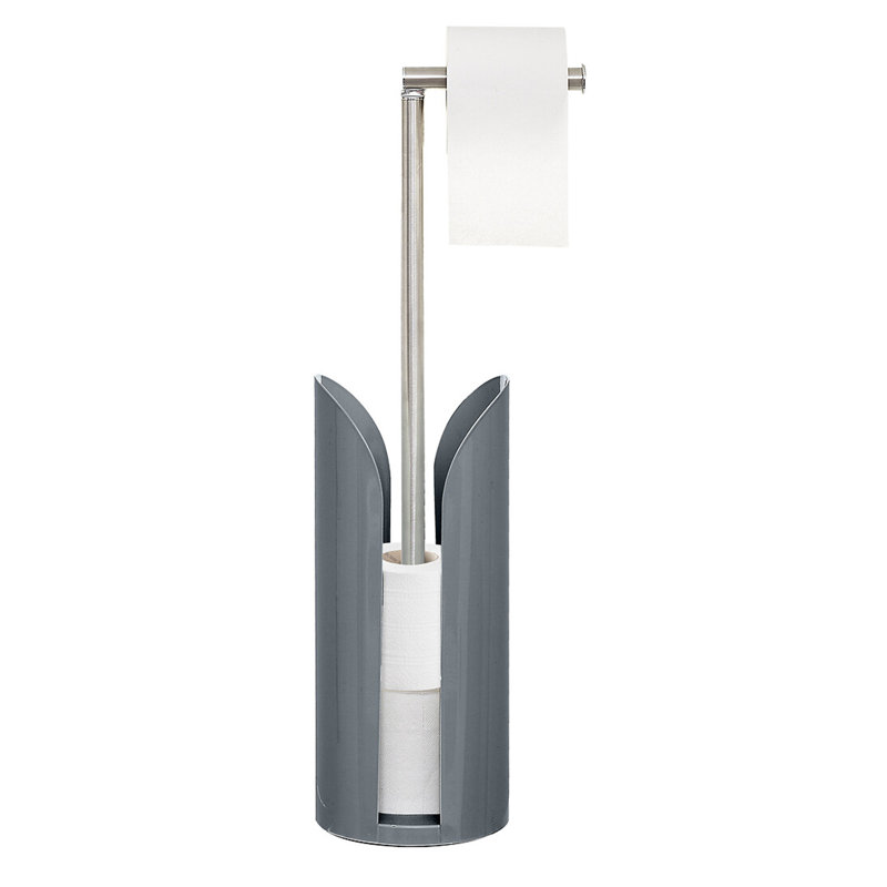 Kressida Free-Standing Toilet Roll & Brush Holder, Grey