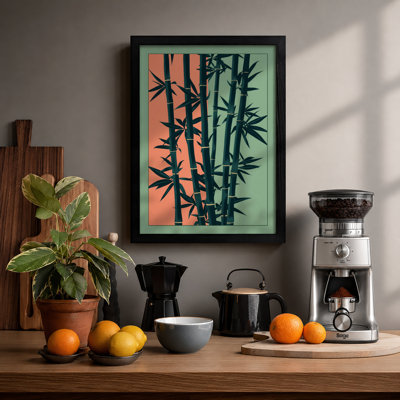 Bamboo in Two Tones Japandi - Framed Print