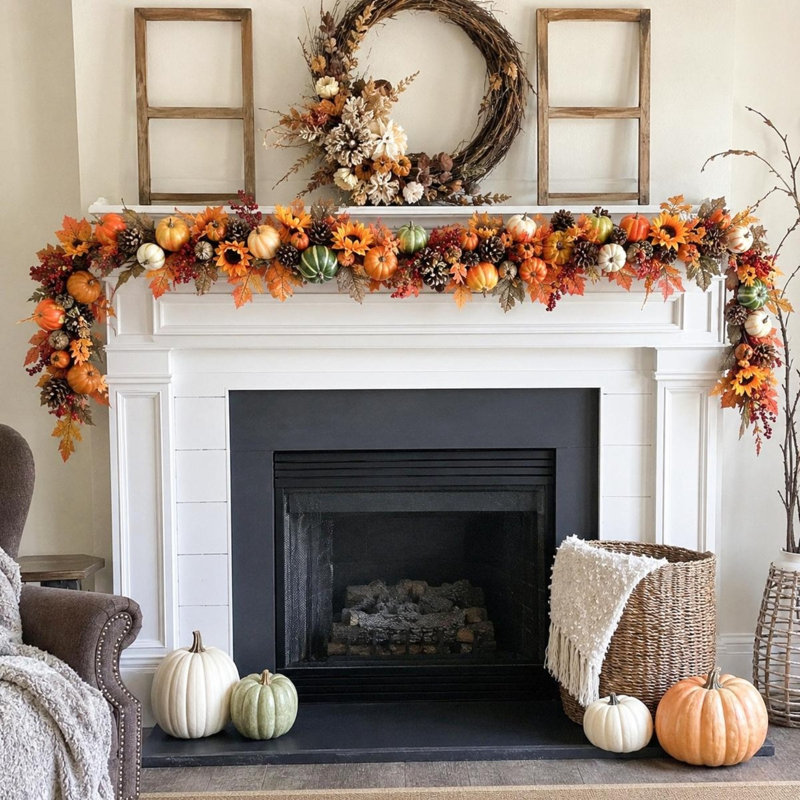 68-Piece Faux Fall Harvest Decor Set, Assorted Pumpkins, Gourds, Sunflowers, Acorns, Pinecones and Maple Leaves for Thanksgiving