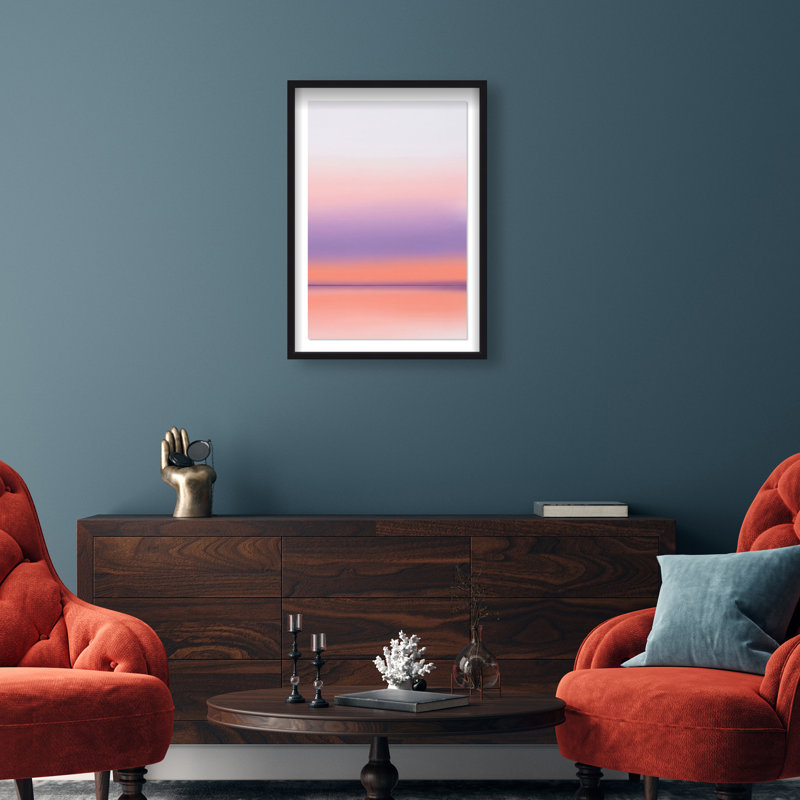Peach Coastline Print by Oliver Gal, 16.5"H x 11.5"W, Black Shadowbox
