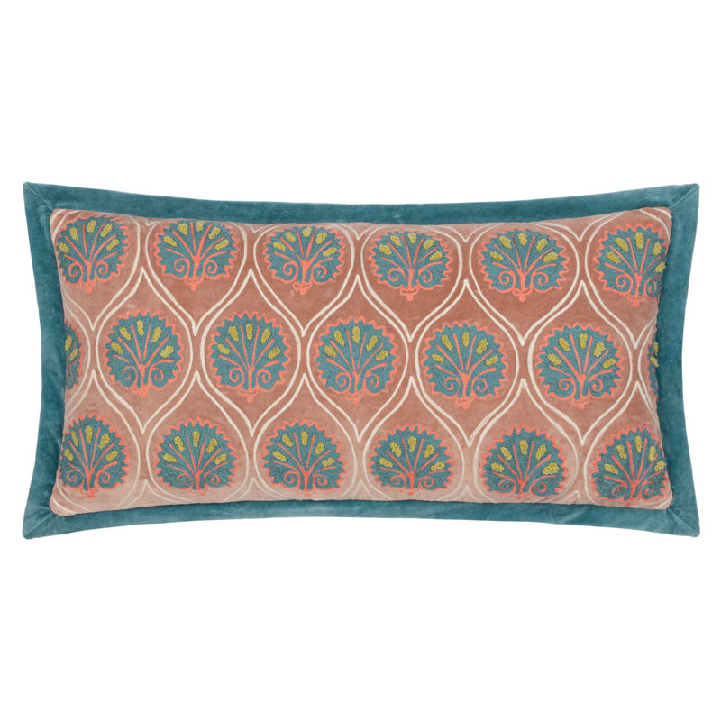 Casa Floral Rectangular Throw Cushion, Blue/Pink