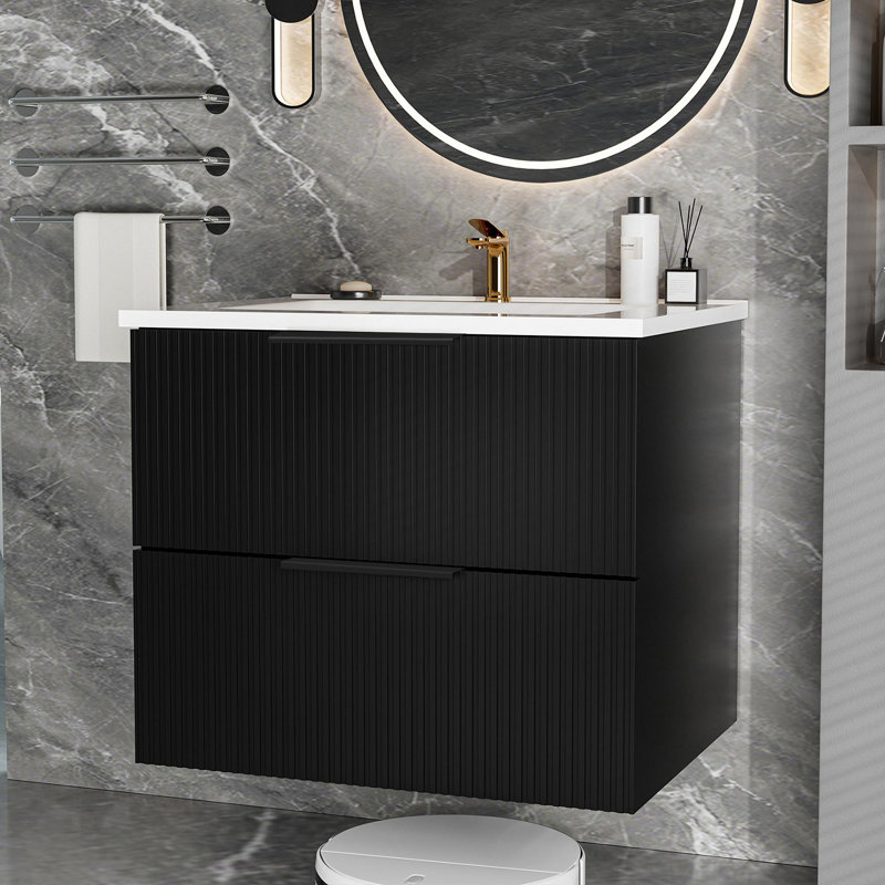 Meuble-lavabo simple 24 po avec lavabo, Noir mat