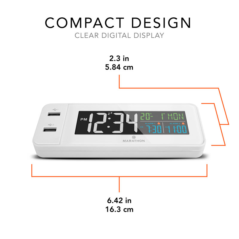 Digital Quartz Movement / Crystal Tabletop Clock with Alarm, White