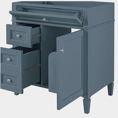 Meuble-lavabo de salle de bain de 30 po sans lavabo supérieur, armoire de rangement moderne avec 2 tiroirs et un tiroir rabattable (BASSIN INCLUS)