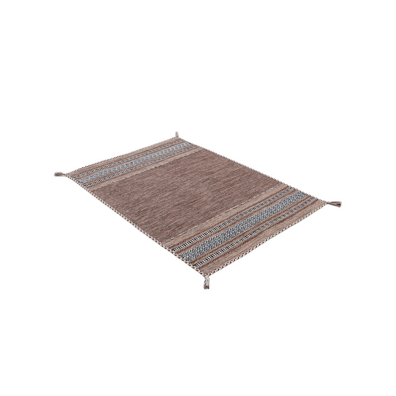 Azizi Striped Hand Woven Cotton Brown Rug, Rectangle 240 x 340cm