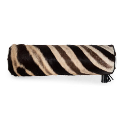 Hide Bolster Pillow w/ Leather Trim