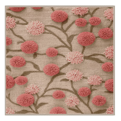 Machine Washable Botanical Beige Area Rug