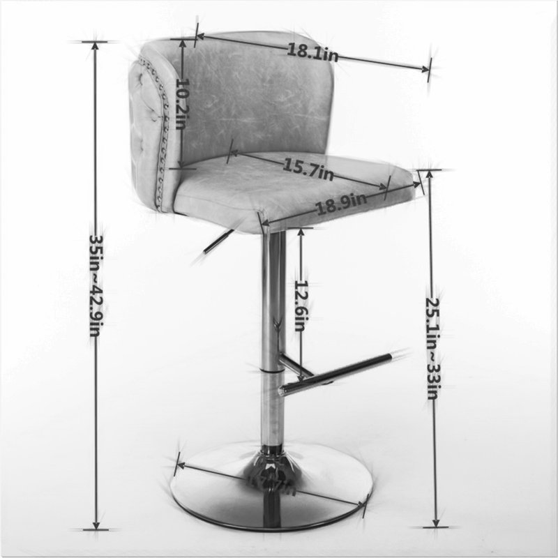 Adjustable Swivel Barstools With Tufted Back, Perfect For Home Pub And Kitchen Island