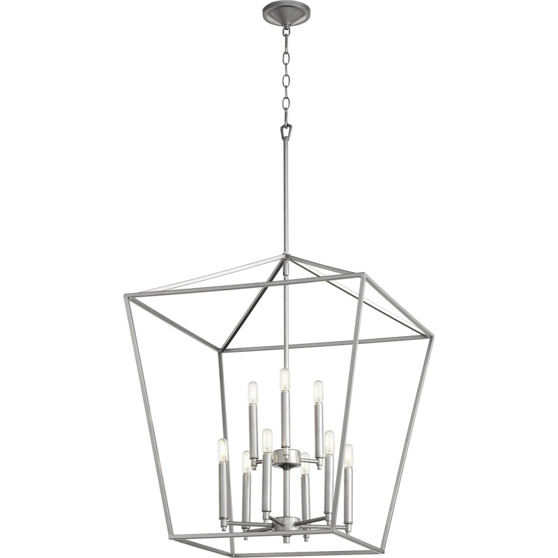 Lustre lanterne 9 lumières Arletta, Nickel classique