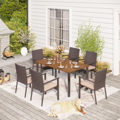 Rectangular 6 - Person 60" Long Dining Set with Cushions