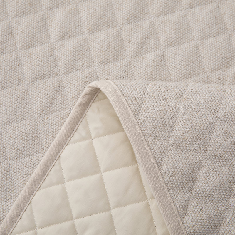 Twin White Cotton Linen Blend Quilt Set with Stripes