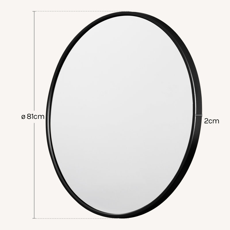 Round Wall Mirror, 71Cm Bathroom Mirror Wall Mounted High Definition, Golden Metal Frame, Mdf Back Panel, For Living Room Bedroom Hallway