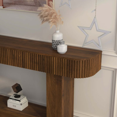 Console table, wooden rectangular sofa table behind the sofa, farmhouse entryway table, corridor, living room.Narrow Hallway AccentTable for Living Ro
