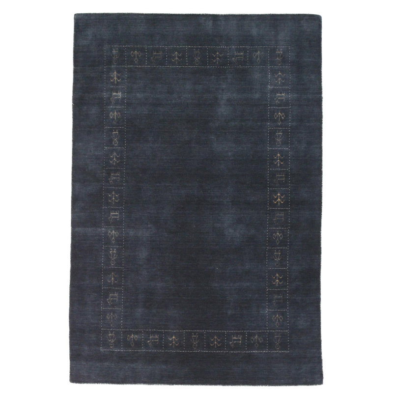 Canvello Hand Made Modern All Over Blue Indo Gabbeh Rug - 4'5'' X 6'7''