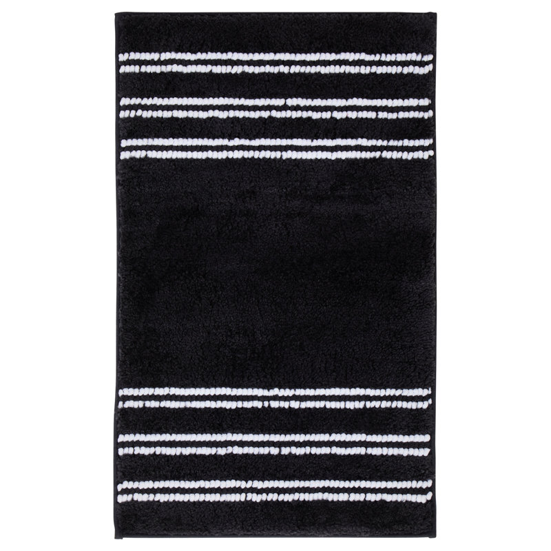 Tamitra Bath Mat, Charcoal Grey Striped, Single- 80cm L x 50cm W