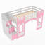 Lit mezzanine simple avec escalier de rangement et fenêtre, rose-283046354