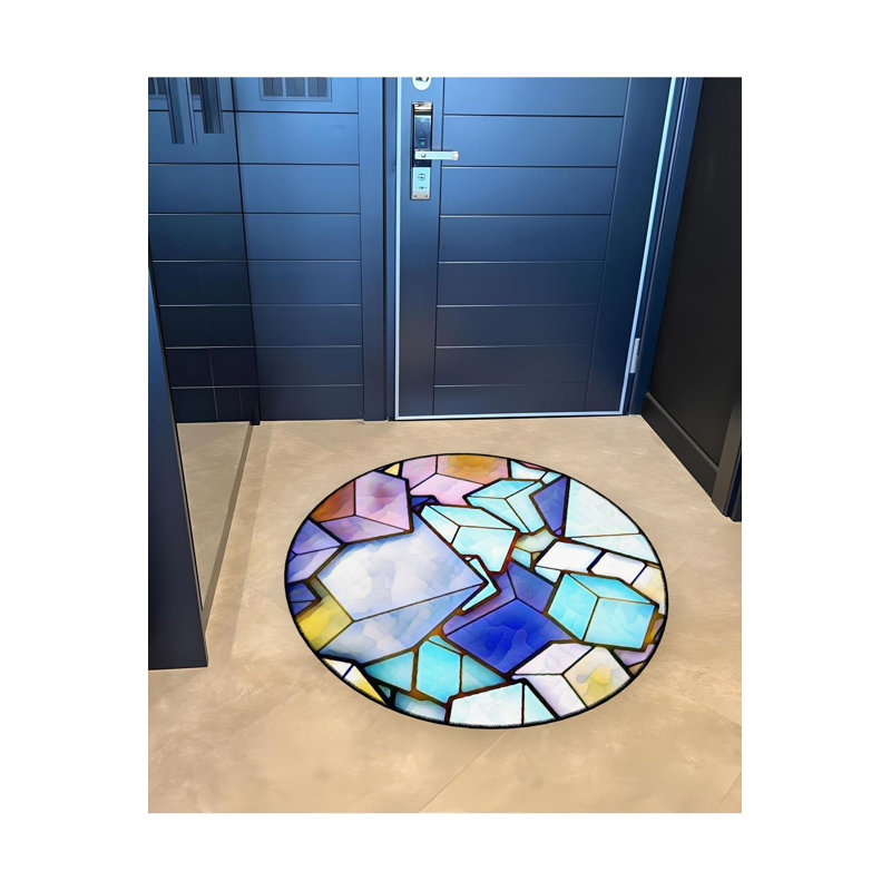 Tapis rond rond lavable à la machine, Sous-tapis rond 3 pi 3 po inclus