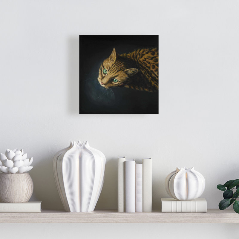 Toile moderne brun avec un chat du Bengale | Décoration intérieure pour les amoureux des animaux de compagnie