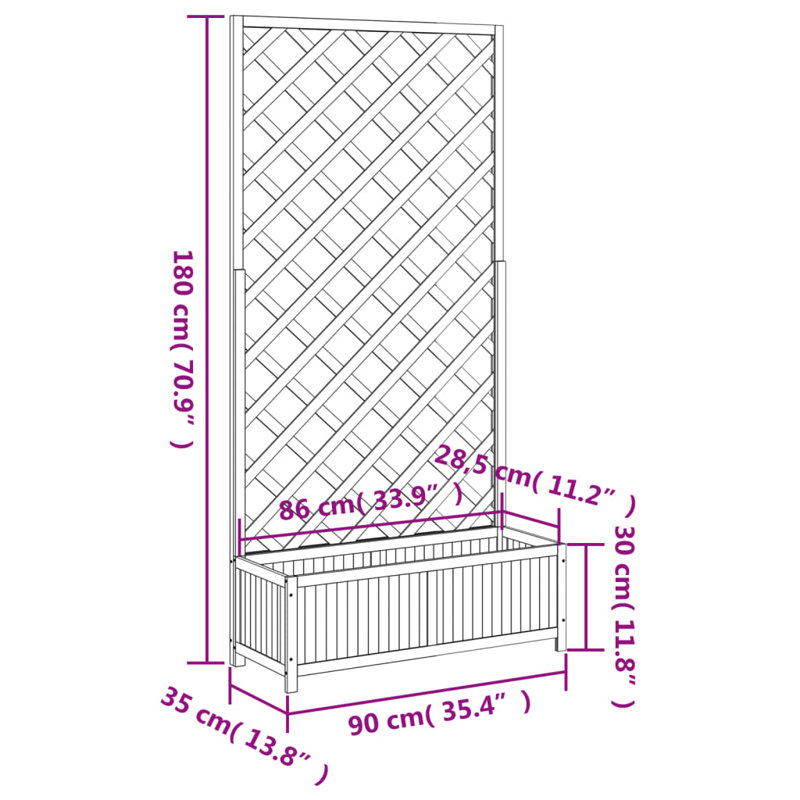 Lonne Planter Box, 180cm H x 90cm W x 35cm D, Brown