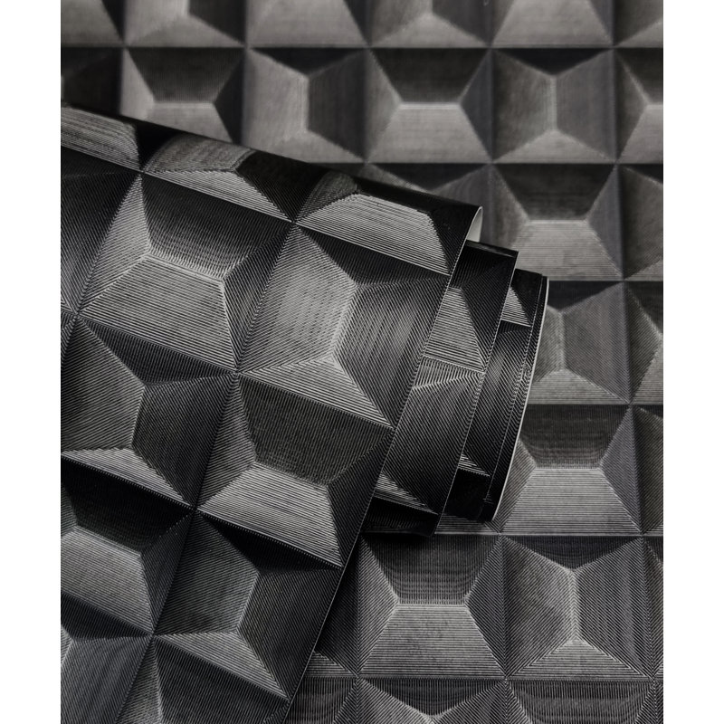 Romero 10m x 53cm Wallpaper Roll, Black