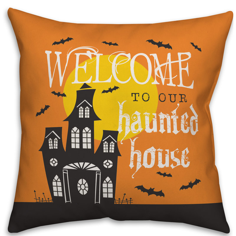  Coussin Welcome to Our Haunted House, Utilisation intérieure seulement, 16 po x 1 po