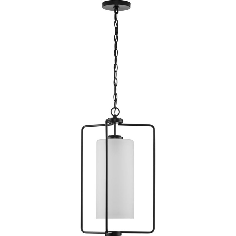Luminaire suspendu géométrique de style lanterne 1 lumière, Noir mat