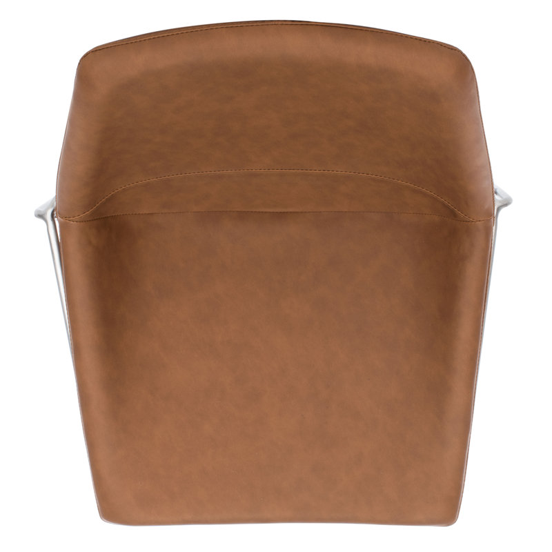 Chaliah Upholstered Counter Stool with Metal Frame, Brown, Silver