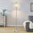 Heidebert Crystal Floor Lamp, Elegant Standing Lamp with On-Off Foot Switch, Double-Layer Lampshade-9388427-9388428