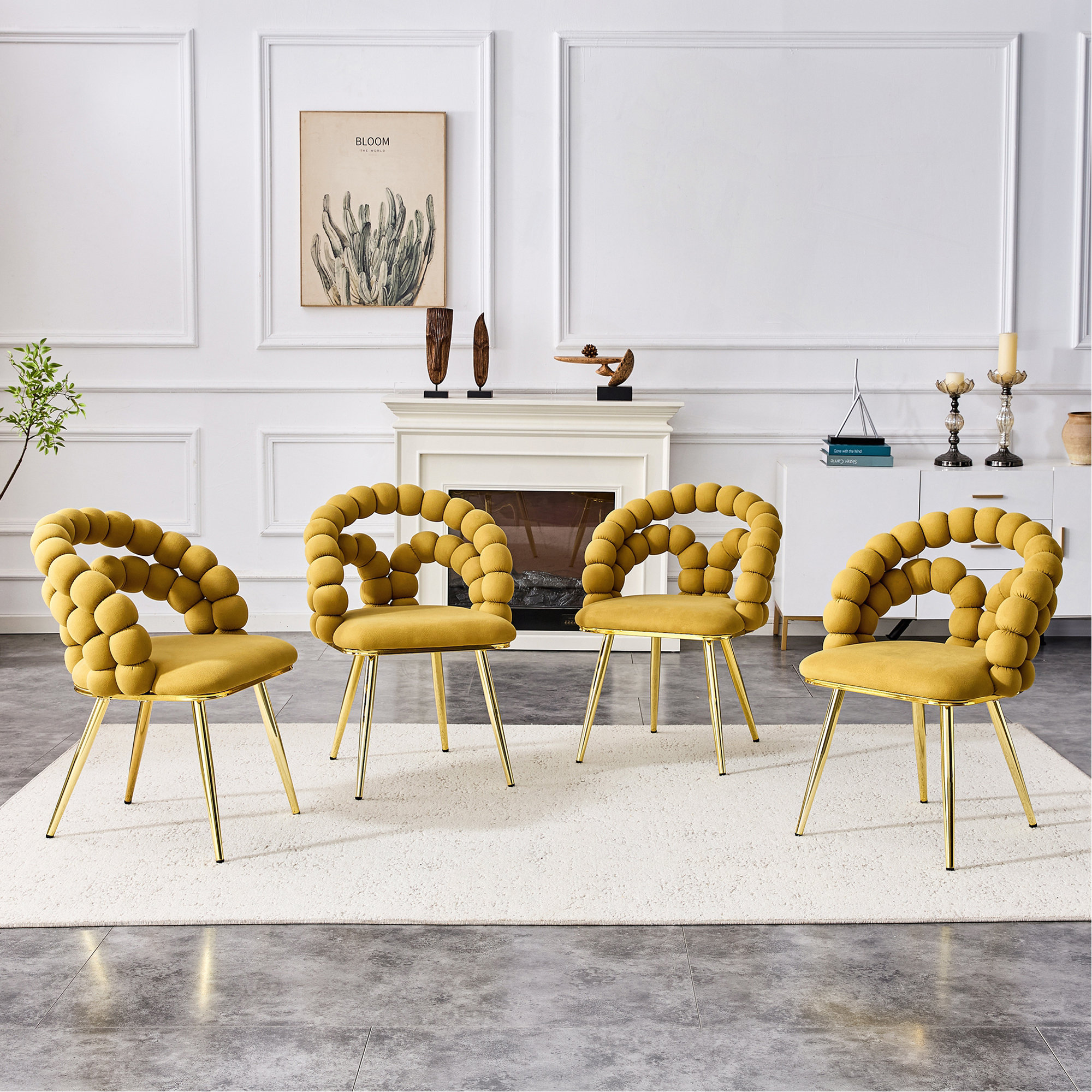George Oliver Set Of 2 Puffy Bubble Chair Ball Chain Chair Velvet ...
