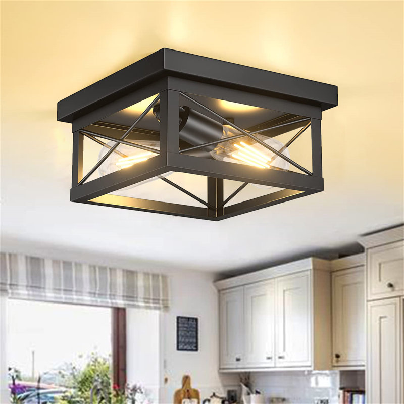 Flush Mount, Matte Black, 8.7" H x 8.7" W x 3.95" D