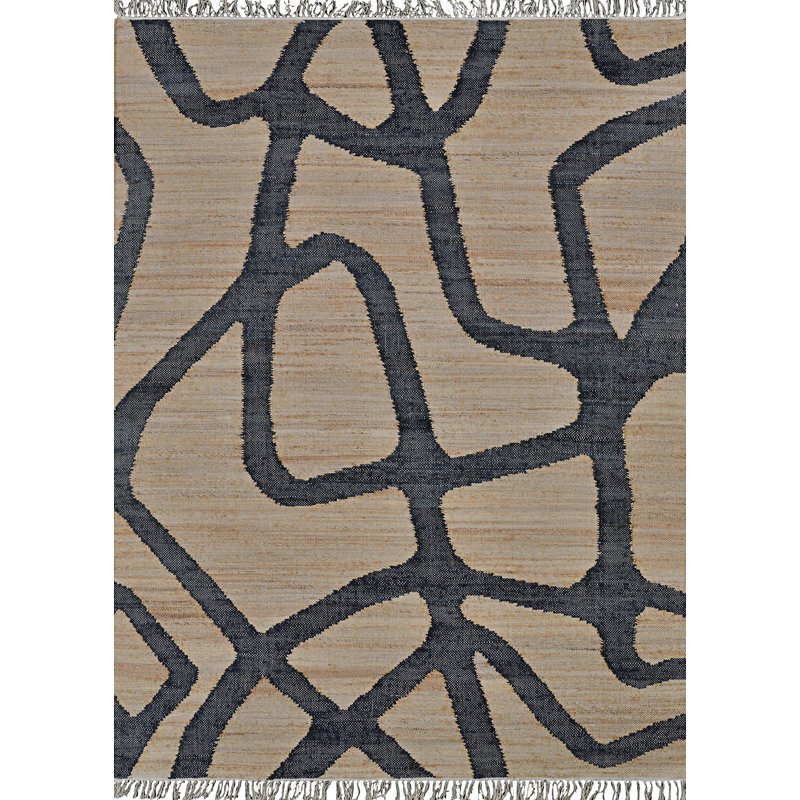 Eligah Asante Natural Flatwoven Fringed Edges Indoor Rug, Rectangle 6' x 9'