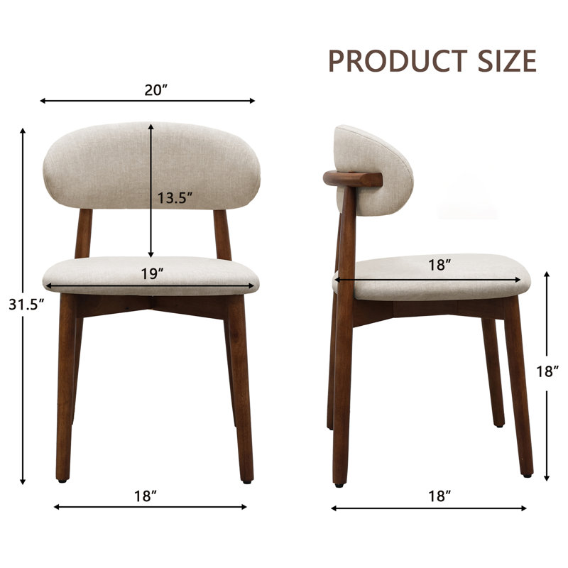 Chaises de salle à manger de style Mid-Century moderne avec pieds en bois massif brun, chaises de cuisine beiges, Black, 2