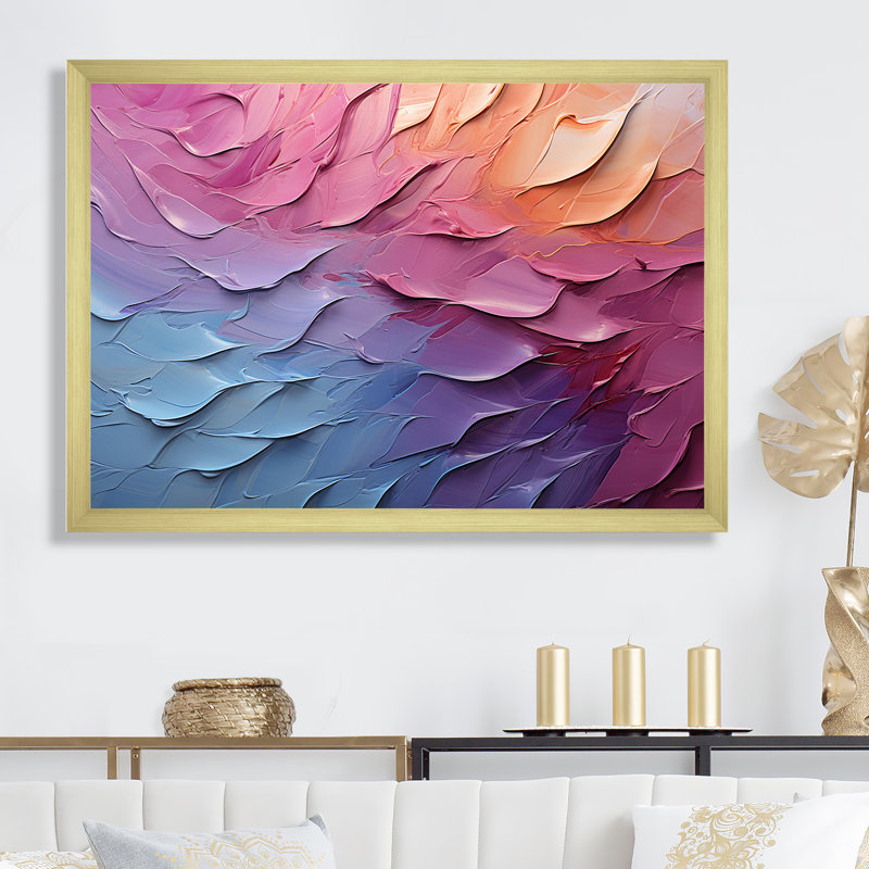 Rainbow Hue Harmony I - Décoration murale arc-en-ciel, Cadre doré simple, H 16 po x l 32 po x P 1 po