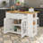 Medeeha Large Portable Kitchen Island Table With Storage Drop Leaf & 2 Bar Stools Seating For Kitchen On Wheels With Power Outlet & Footrest-1377220293