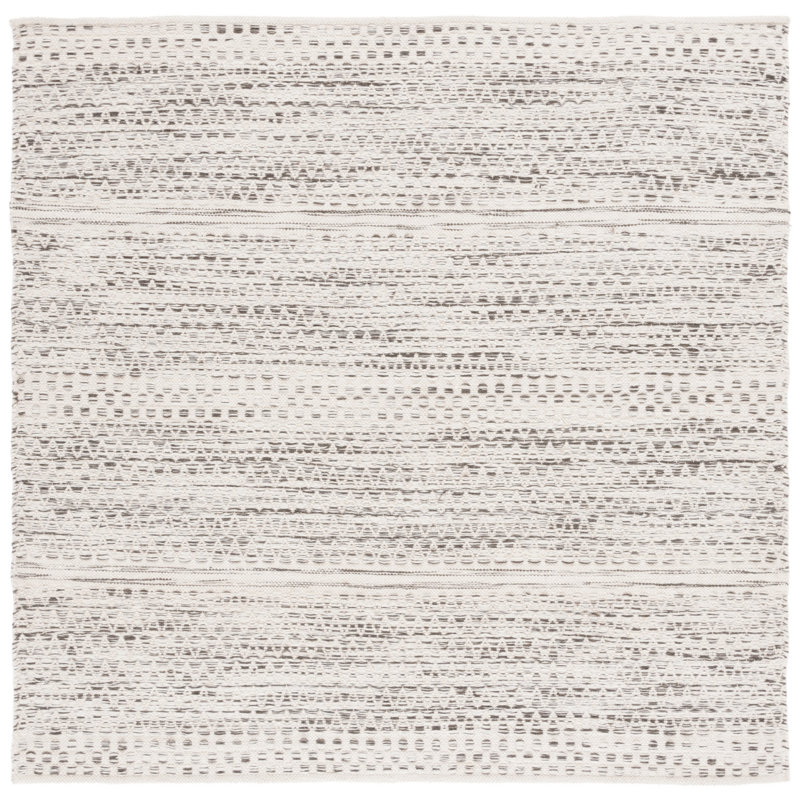 Tapis en laine / coton tissé à la main Kilim en ivoire / brun, Carré 6 pi