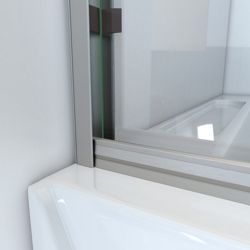 54" W x 56" H Bypass Semi-Frameless Tub Door, Brushed Nickel, Clear