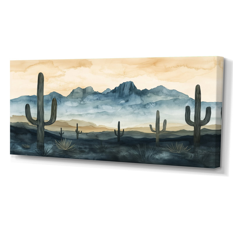 «Desert Horizon Silhouette III», art mural vert, H 28 po x l 60 po, Toile tendue