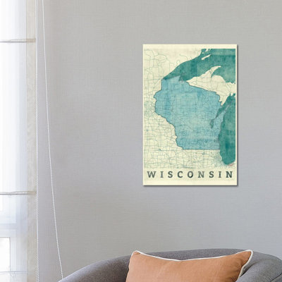 Wisconsin Map - Wrapped Canvas Print