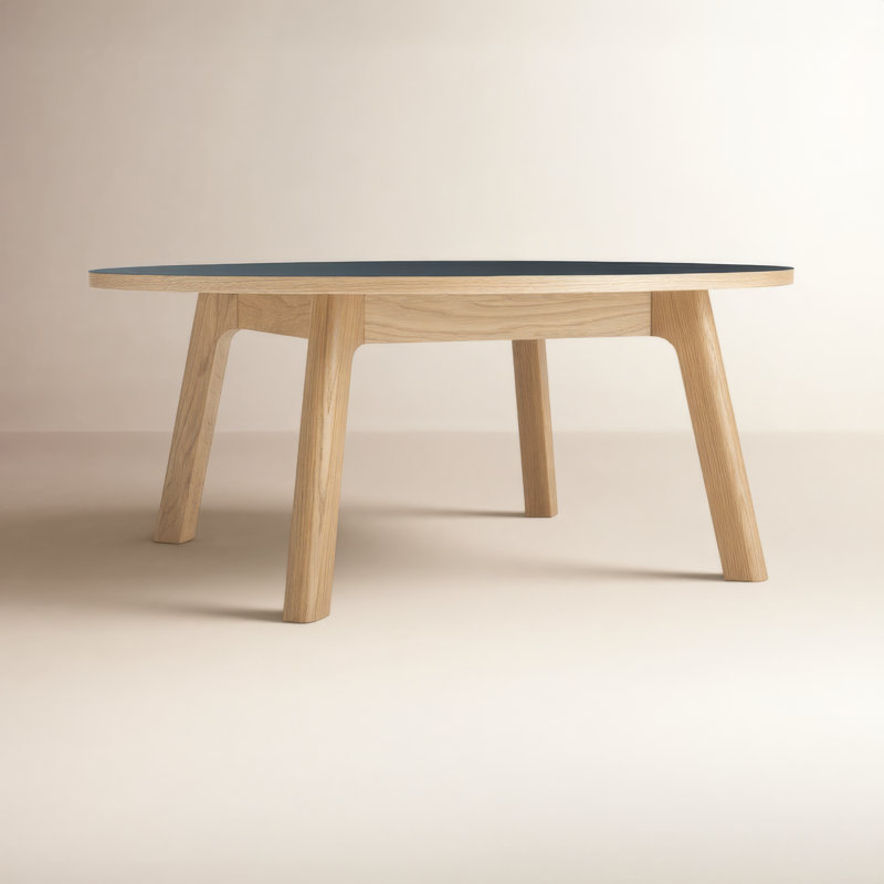 Apt Coffee Table, Navy Green Top/White Oak Base