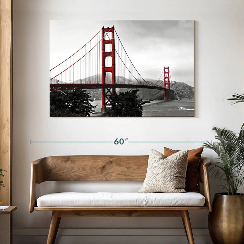 Pont du Golden Gate rouge vif, 32" H x 48" W