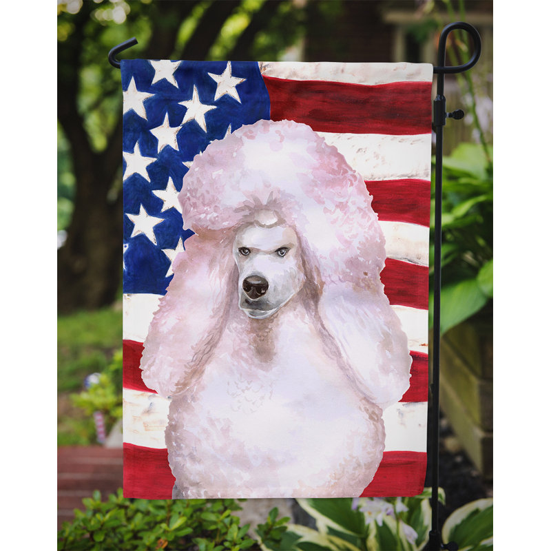 2 côtés en polyester de 2 côtés american drapeau de jardin, Caniche standard gris
