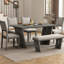 Ensemble de table de salle à manger 6 pièces pour 6, table de cuisine en bois de 60 po et 4 chaises avec banc et base en tréteaux pour la cuisine et la salle à manger-1165685489-1165685490