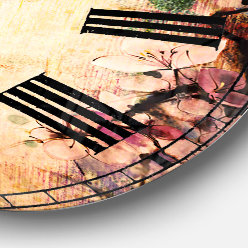 Sakura rose sur fond flou - horloge murale traditionnelle, Moyen